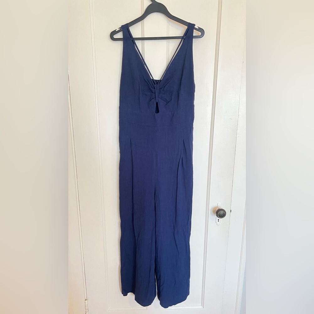 Wide Leg Navy Blue Jumpsuit